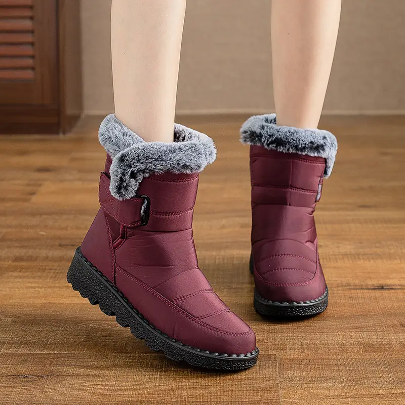 Women's Grey Fleece Lined Winter Boots Large