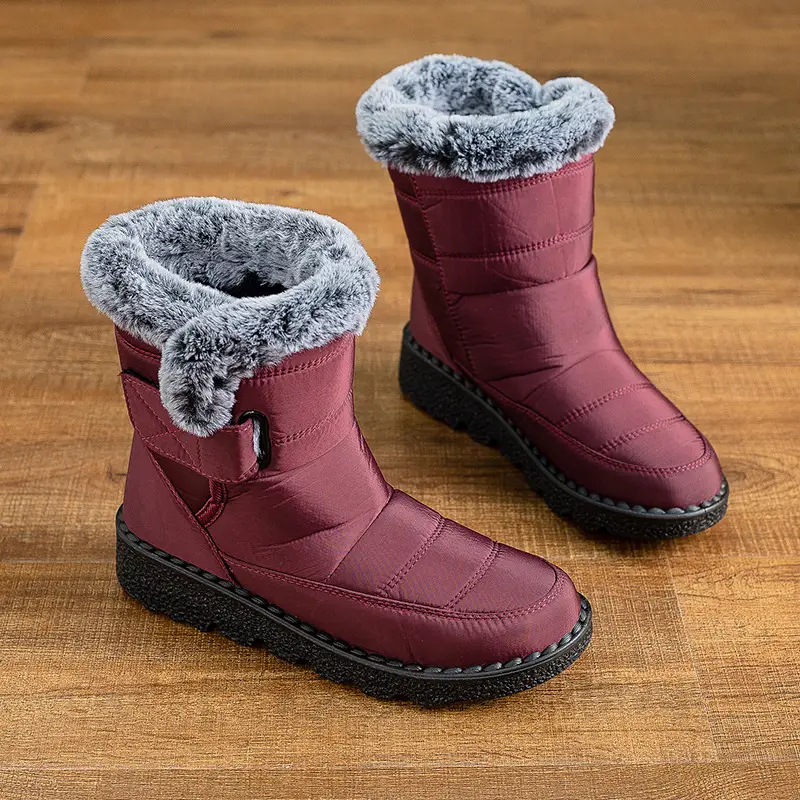 Women's Grey Fleece Lined Winter Boots Large