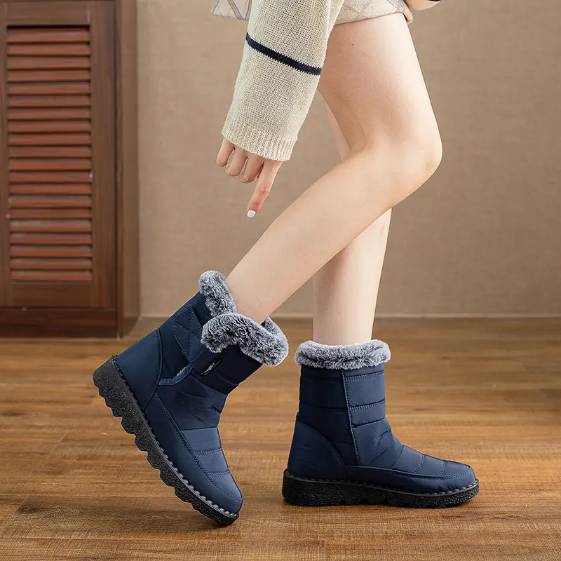 Women's Grey Fleece Lined Winter Boots Large