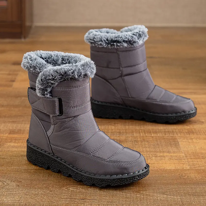 Women's Grey Fleece Lined Winter Boots Large