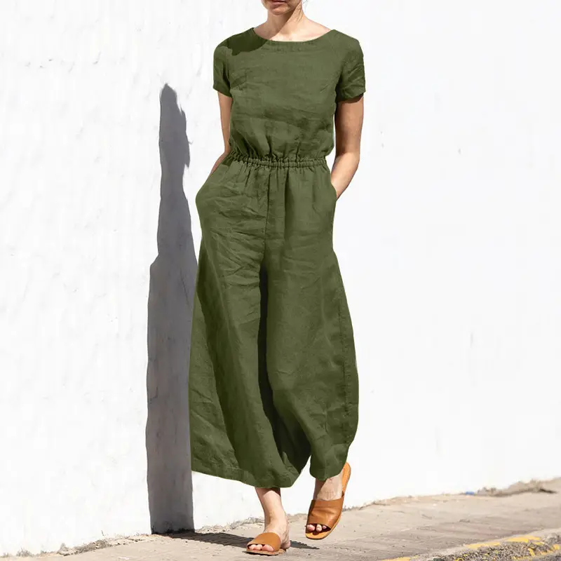 Women's Brown High Waist Slim Pants Set Summer Casual - Image 4
