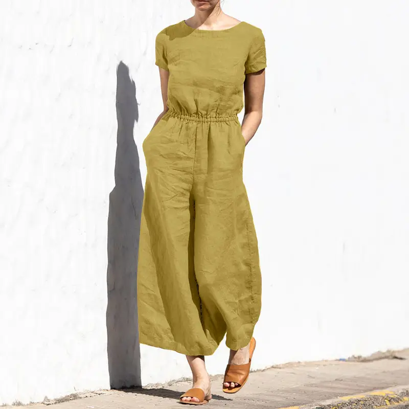 Women's Brown High Waist Slim Pants Set Summer Casual - Image 3