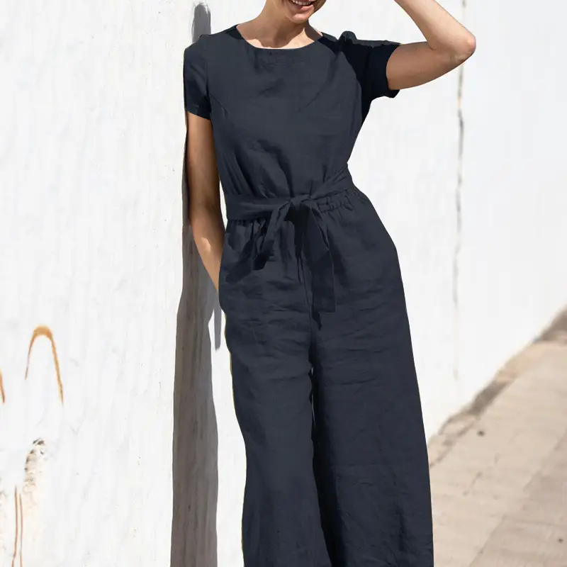 Women's Brown High Waist Slim Pants Set Summer Casual — feature 4