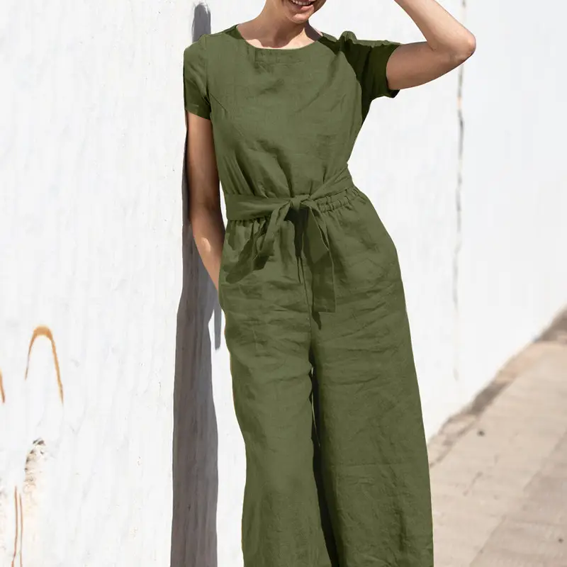 Women's Brown High Waist Slim Pants Set Summer Casual — feature 7