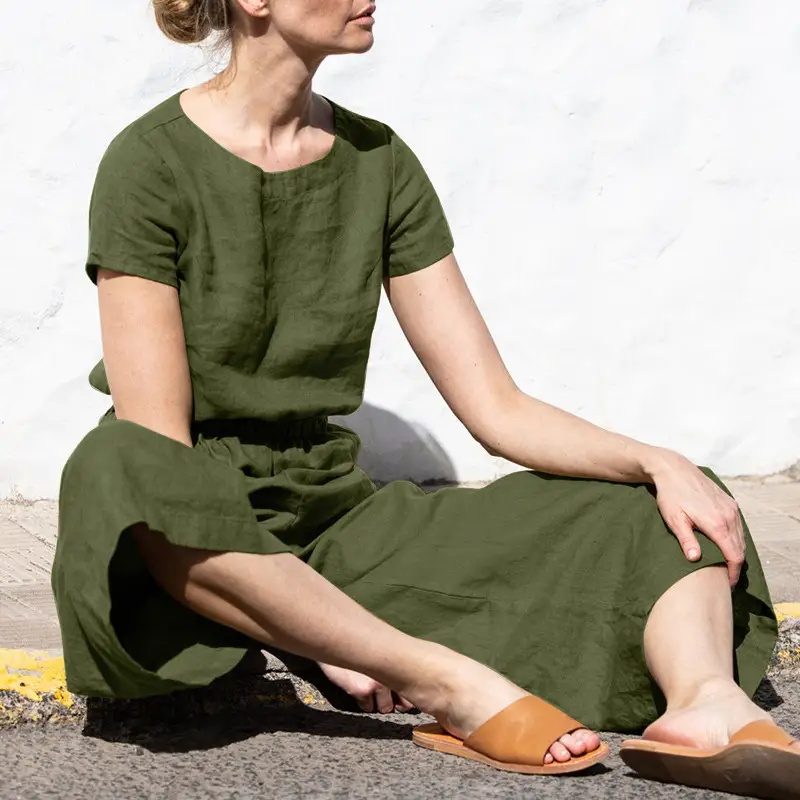 Women's Brown High Waist Slim Pants Set Summer Casual — feature 8