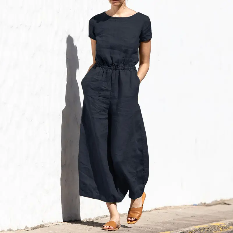 Women's Brown High Waist Slim Pants Set Summer Casual - Image 2