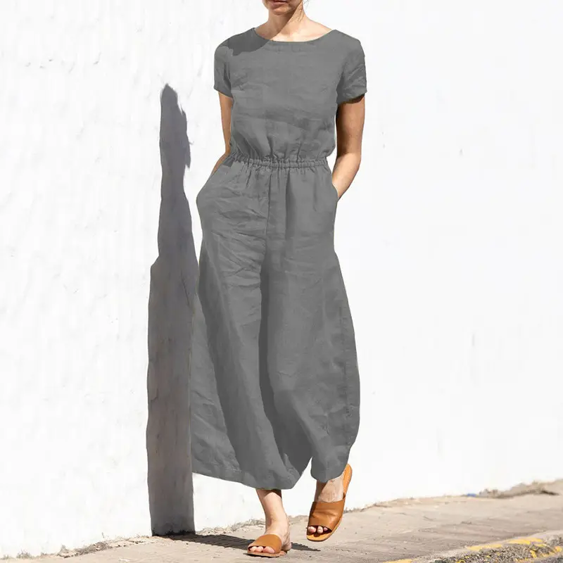 Women's Brown High Waist Slim Pants Set Summer Casual - Image 5