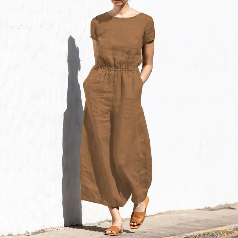 Women's Brown High Waist Slim Pants Set Summer Casual - Image 9