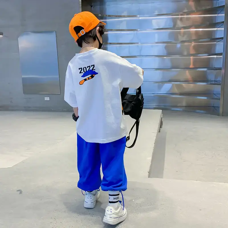 Kids Cartoon Money T-Shirt Blue Pants Summer 2024 - Image 4