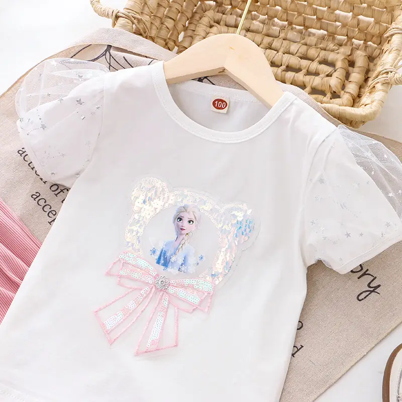 2024 Girls Bubble Sleeve T-Shirts Set of 3