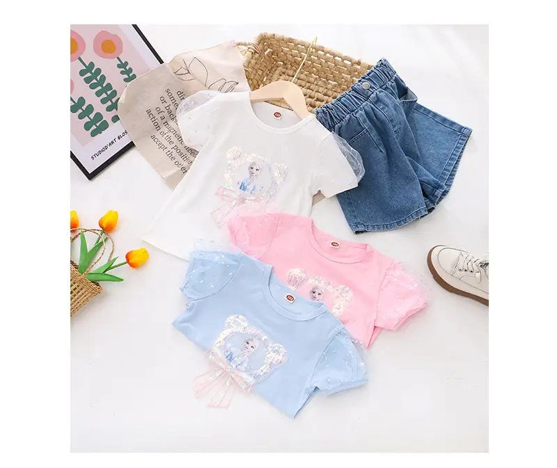 2024 Girls Bubble Sleeve T-Shirts Set of 3 — feature 12