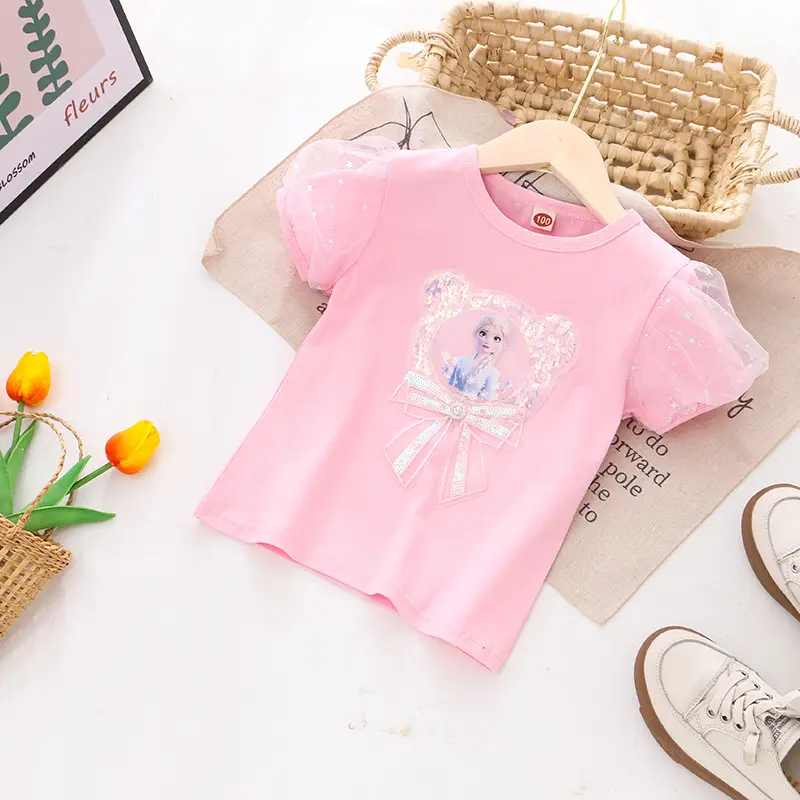 2024 Girls Bubble Sleeve T-Shirts Set of 3