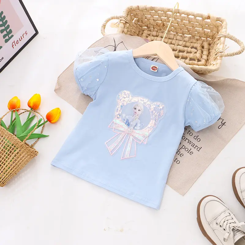 2024 Girls Bubble Sleeve T-Shirts Set of 3