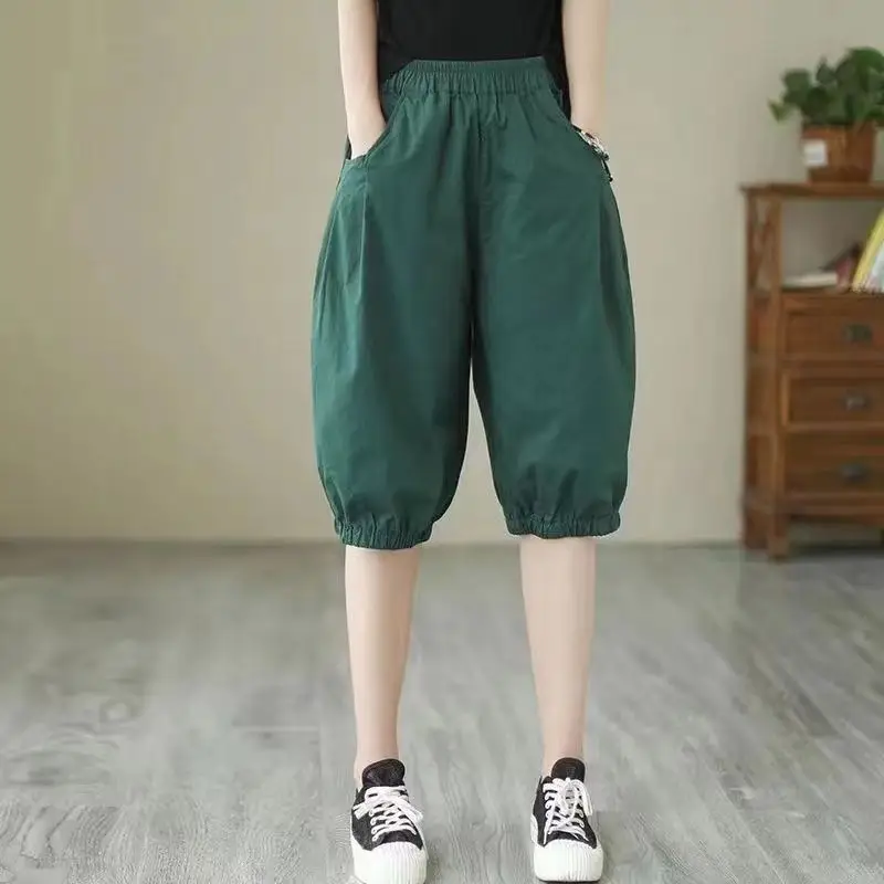 Pure Cotton Harem Shorts Women Summer Large Loose Slimming Casual - Image 2
