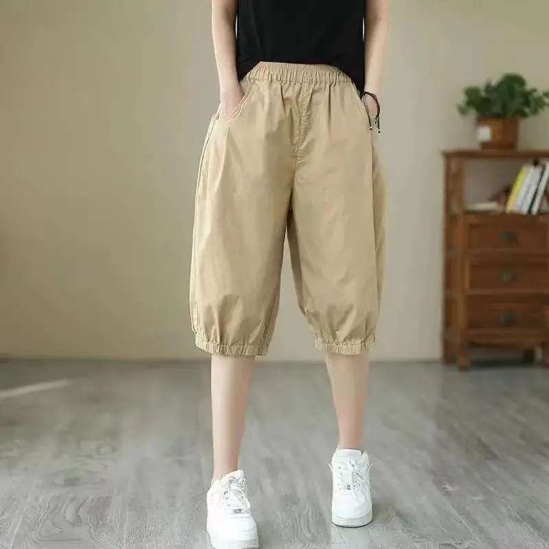 Pure Cotton Harem Shorts Women Summer Large Loose Slimming Casual - Image 3