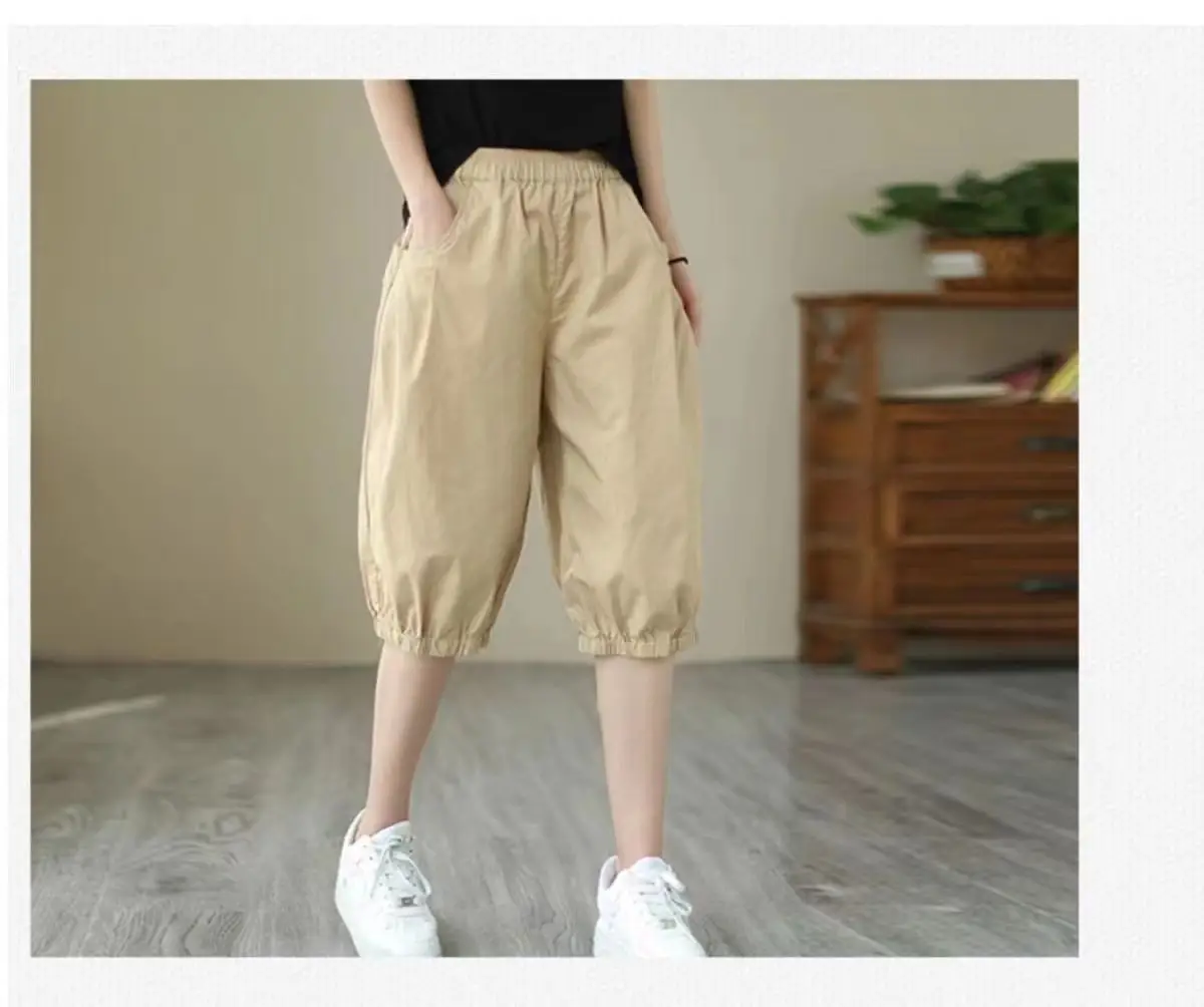 Pure Cotton Harem Shorts Women Summer Large Loose Slimming Casual — feature 10