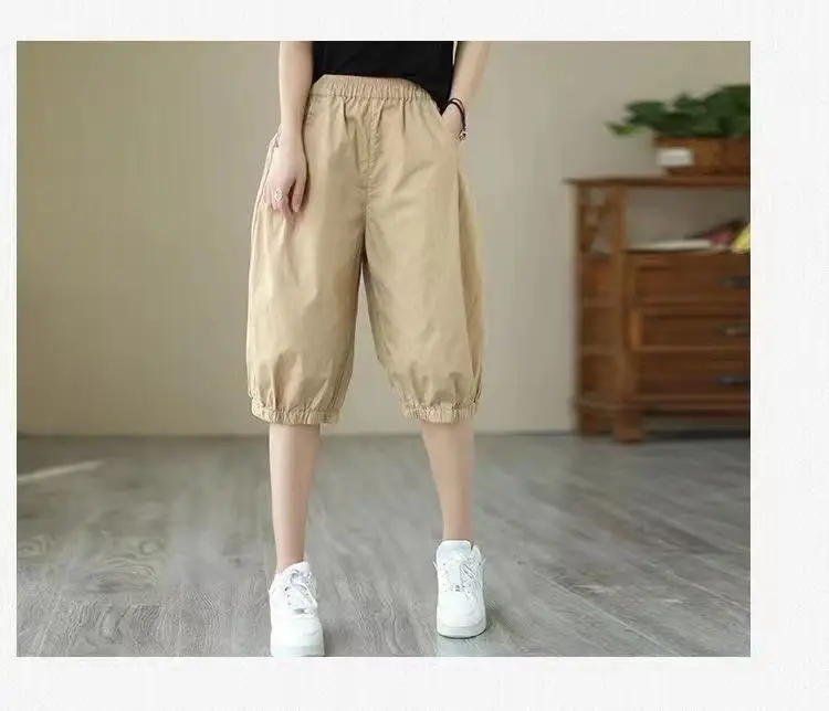 Pure Cotton Harem Shorts Women Summer Large Loose Slimming Casual — feature 12