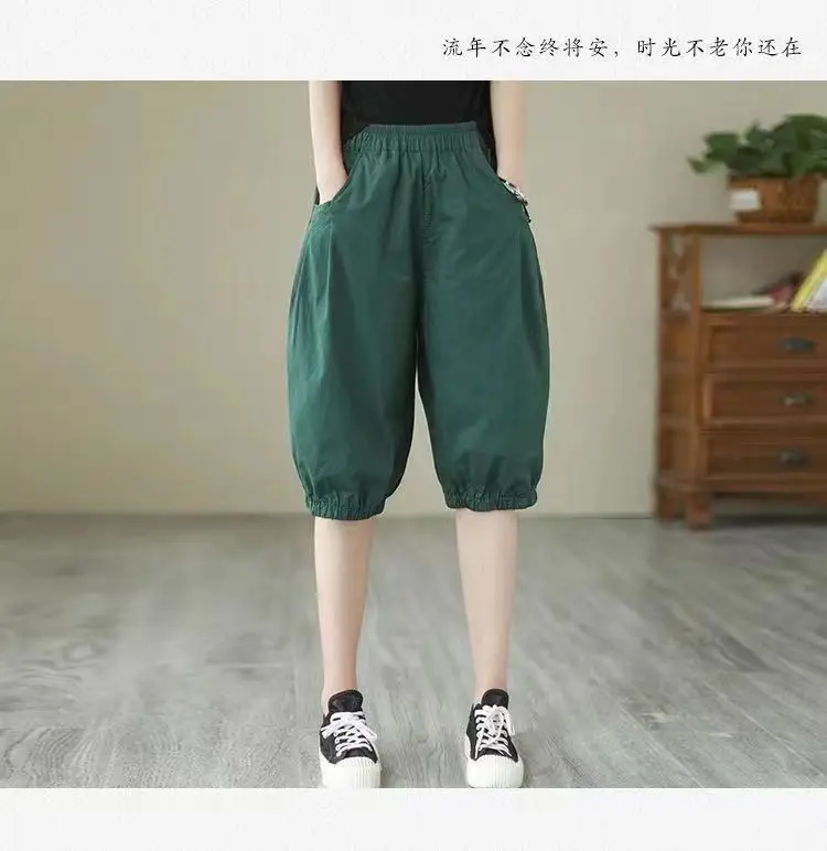 Pure Cotton Harem Shorts Women Summer Large Loose Slimming Casual — feature 13
