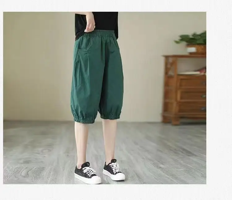 Pure Cotton Harem Shorts Women Summer Large Loose Slimming Casual — feature 14
