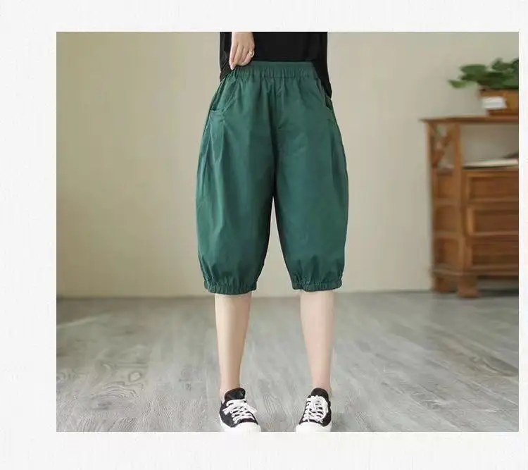 Pure Cotton Harem Shorts Women Summer Large Loose Slimming Casual — feature 15