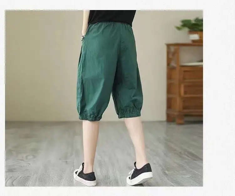 Pure Cotton Harem Shorts Women Summer Large Loose Slimming Casual — feature 16
