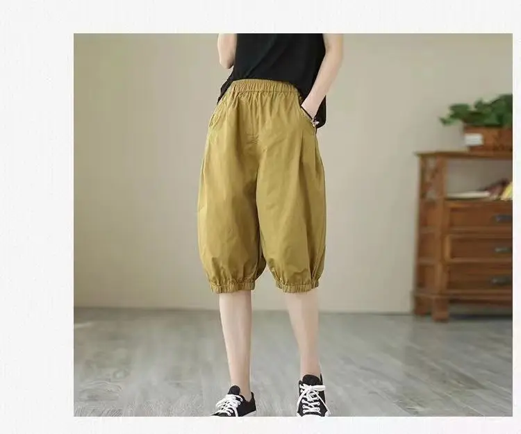 Pure Cotton Harem Shorts Women Summer Large Loose Slimming Casual — feature 18