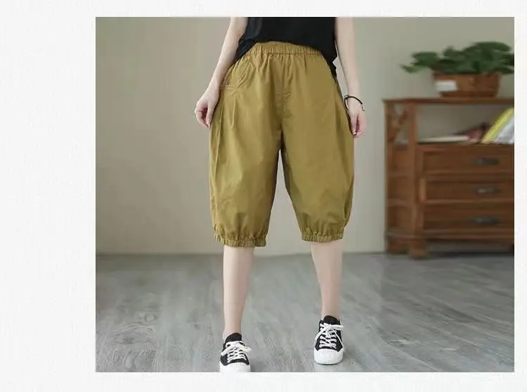 Pure Cotton Harem Shorts Women Summer Large Loose Slimming Casual — feature 20