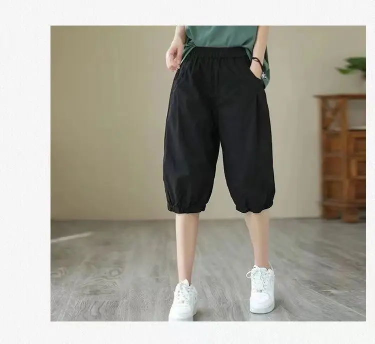 Pure Cotton Harem Shorts Women Summer Large Loose Slimming Casual — feature 22