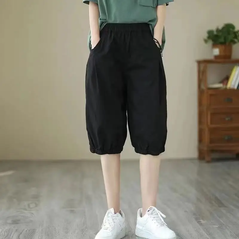 Pure Cotton Harem Shorts Women Summer Large Loose Slimming Casual - Image 5