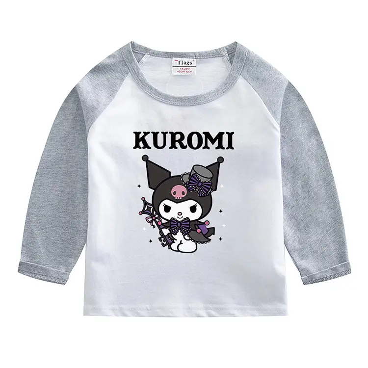 Kuromi Long Sleeve T-Shirt White Red Boys Girls — feature 4