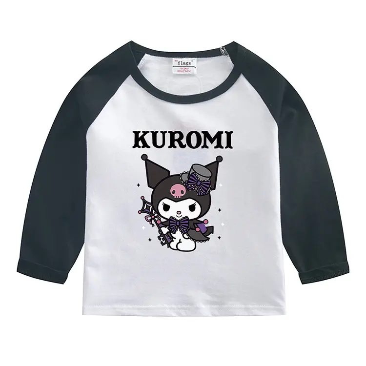 Kuromi Long Sleeve T-Shirt White Red Boys Girls — feature 9