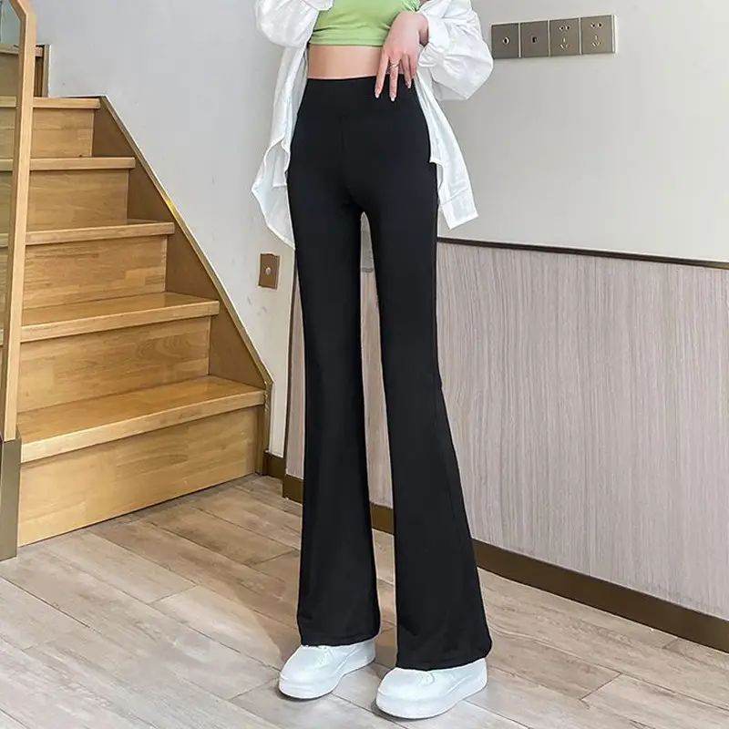 Black Micro-Flared High-Waist Leggings for Women 2024