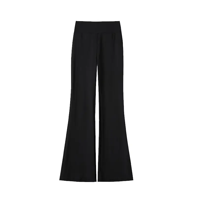 Black Micro-Flared High-Waist Leggings for Women 2024