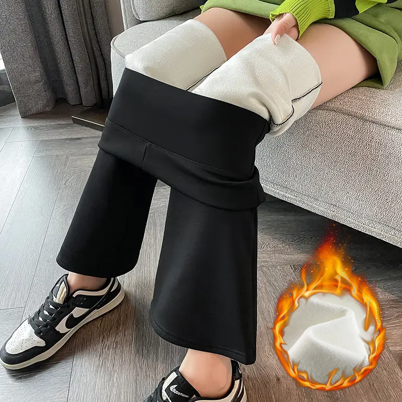 Black Micro-Flared High-Waist Leggings for Women 2024