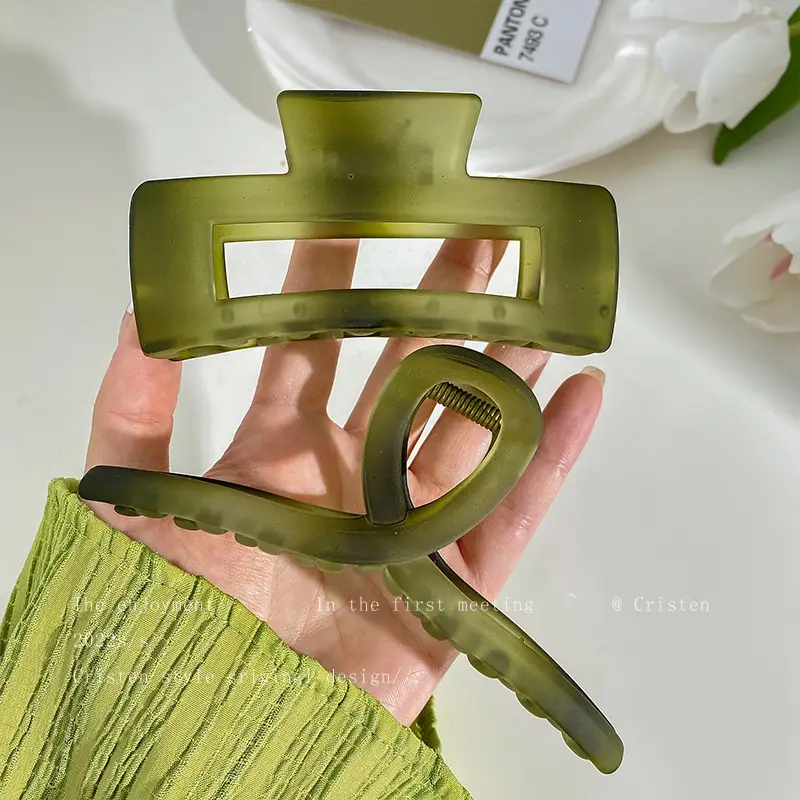 Frosted Green Hairpin Clip for Women - Image 3