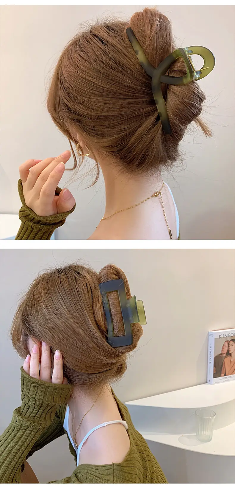 Frosted Green Hairpin Clip for Women — feature 7