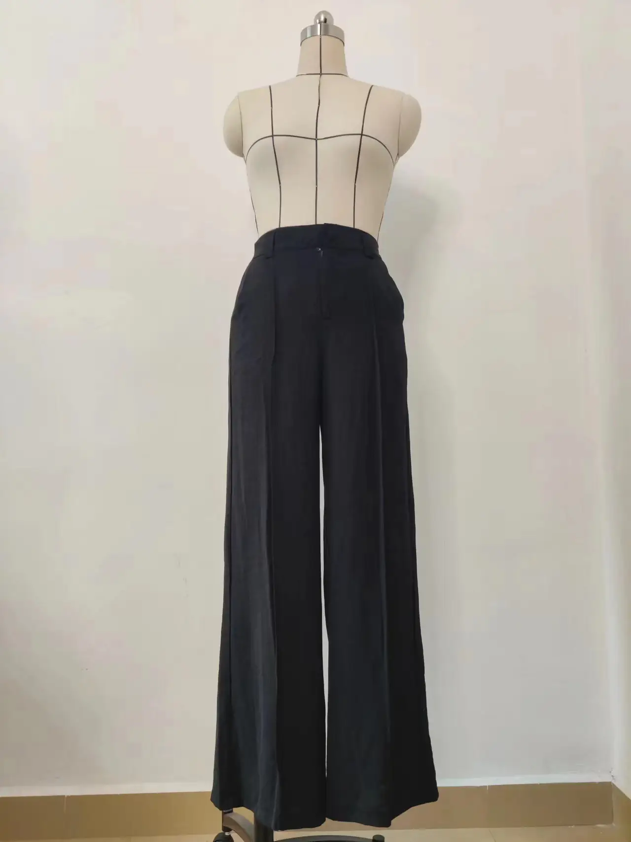 Women's Wide Leg Elastic Waist Pants Green Loose Pleated Casual — feature 26