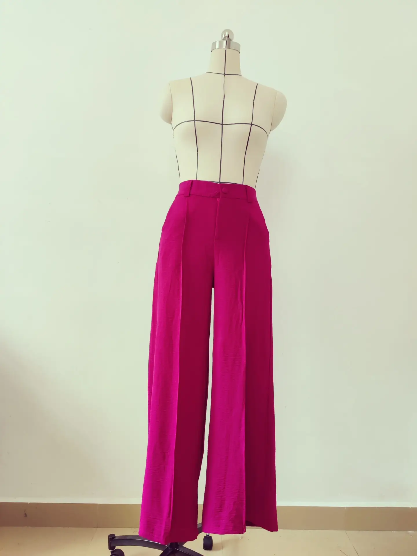 Women's Wide Leg Elastic Waist Pants Green Loose Pleated Casual — feature 5