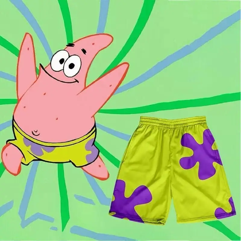 Green Purple Abstract Print Beach Shorts for Youth — feature 7