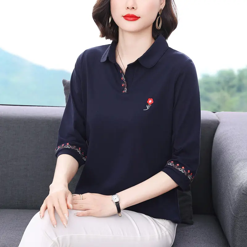 Women Cotton Polo Shirt Pink Large Summer 2023 - Image 4