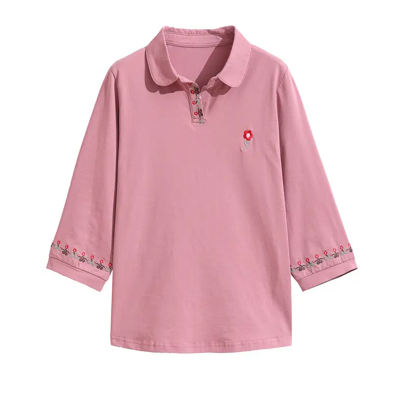 Women Cotton Polo Shirt Pink Large Summer 2023 - Image 5