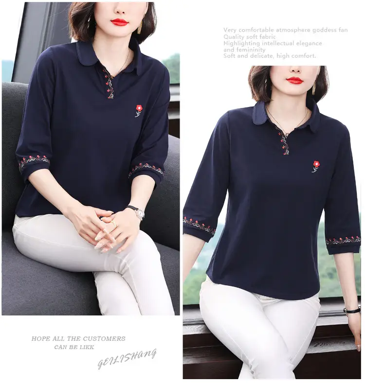 Women Cotton Polo Shirt Pink Large Summer 2023 — feature 10
