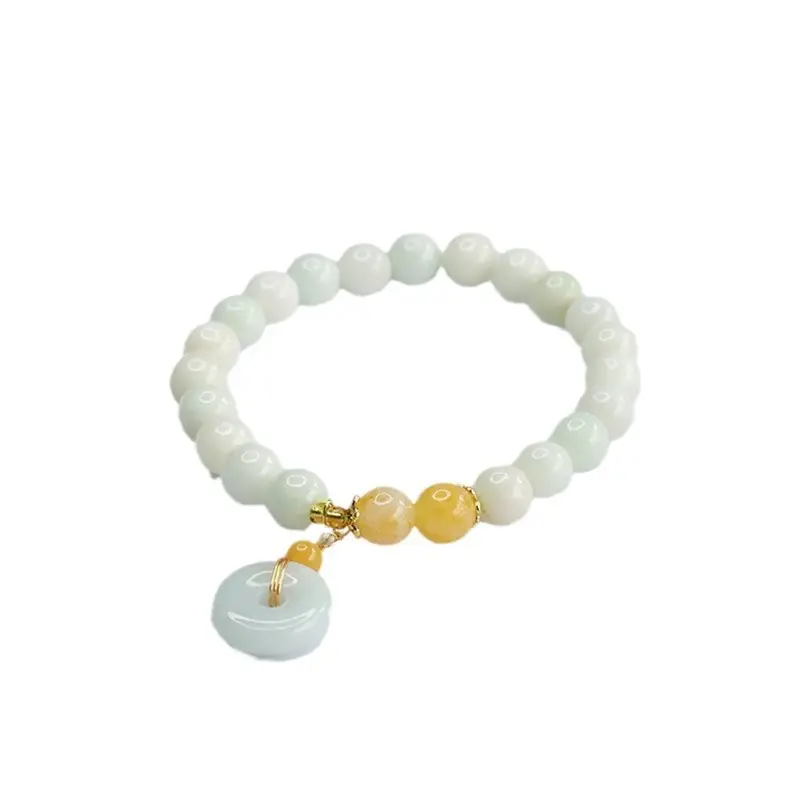 Jade Peace Buckle Bracelet Natural Grade White Yellow - Image 6