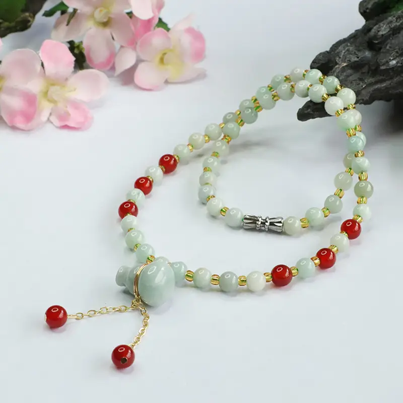 Guan Yu Jade Necklace with Red Agate Beads — feature 10