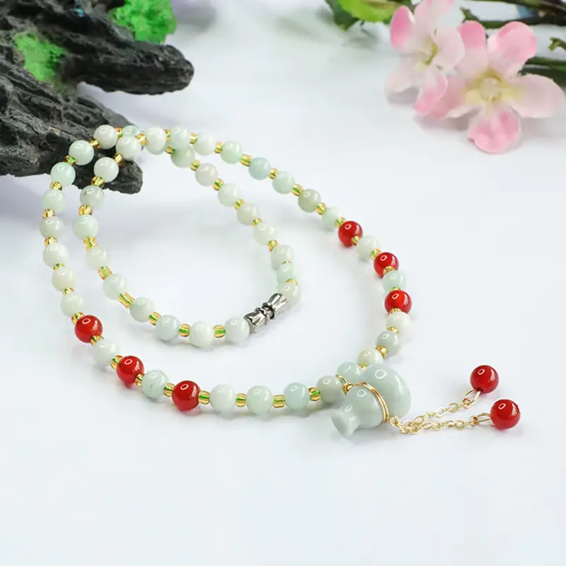 Guan Yu Jade Necklace with Red Agate Beads — feature 11