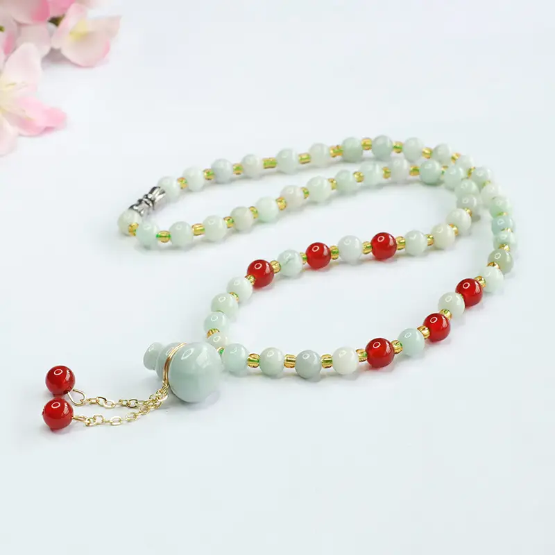 Guan Yu Jade Necklace with Red Agate Beads — feature 7