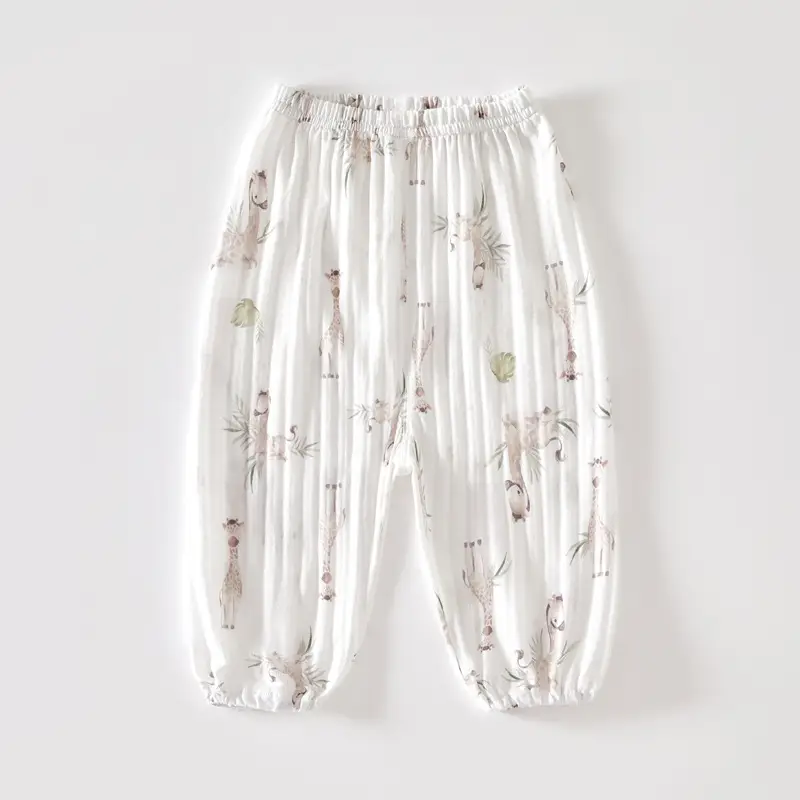 Baby Anti-Mosquito Pants White Cotton Summer Boys Girls - Image 4