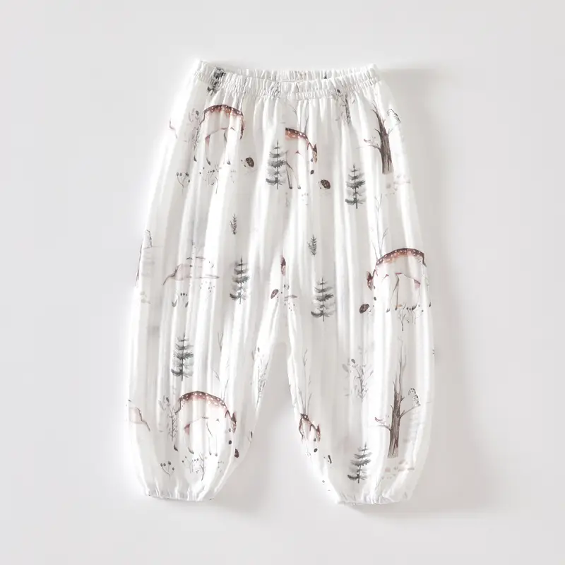 Baby Anti-Mosquito Pants White Cotton Summer Boys Girls - Image 6