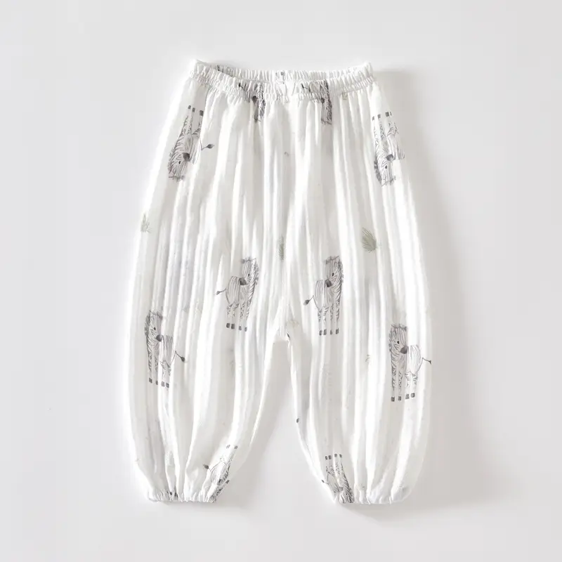Baby Anti-Mosquito Pants White Cotton Summer Boys Girls - Image 8