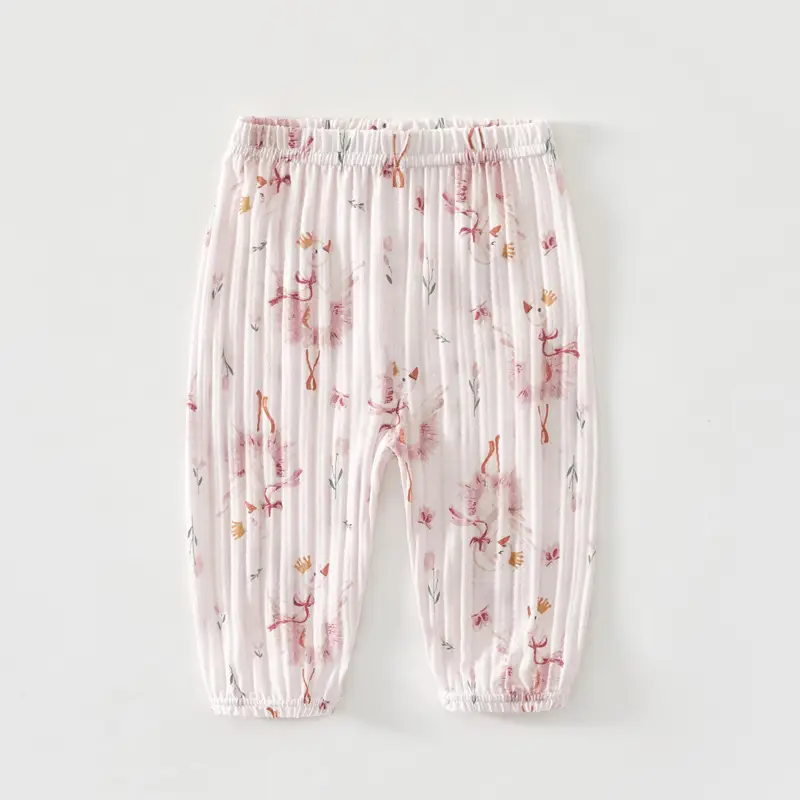 Baby Anti-Mosquito Pants White Cotton Summer Boys Girls - Image 3